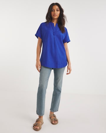 Cobalt Short Sleeved Linen Top