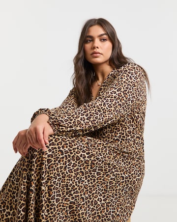 Simply Be Leopard Print Supersoft Midi Dress