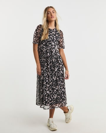 Simply Be Mono Print Mesh Midi Dress