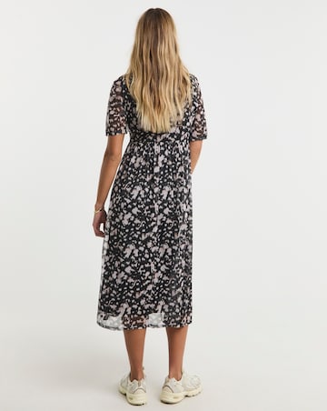 Simply Be Mono Print Mesh Midi Dress