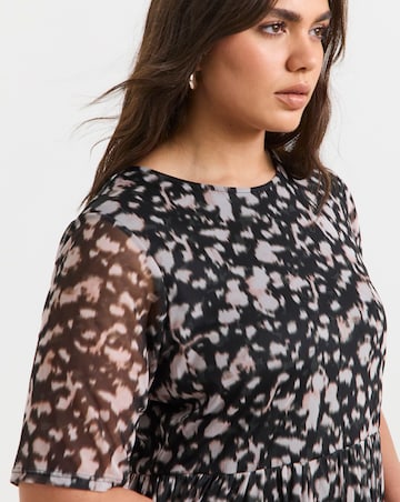 Simply Be Mono Print Mesh Midi Dress
