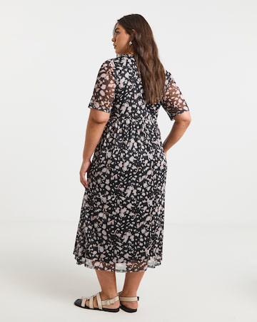 Simply Be Mono Print Mesh Midi Dress