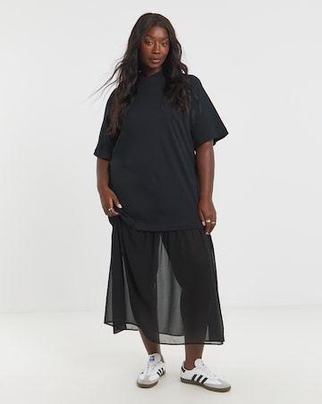 Simply Be 2 in 1 T-Shirt Sheer Hem Midi Dress