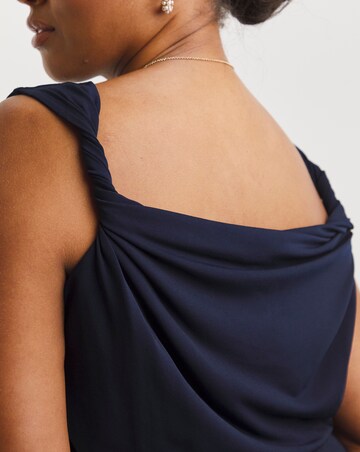 Navy Cowl Back Maxi Bridesmaid Dress With Side Split