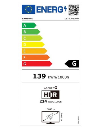 Samsung UE75CU8000KXXU 75in Crystal UHD 4K HDR Smart TV