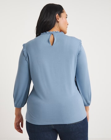 Shirred Ruffle Stretch Jersey Top