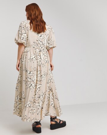 Lovedrobe Floral Wrap Front With Puff Sleeve Midi Dress