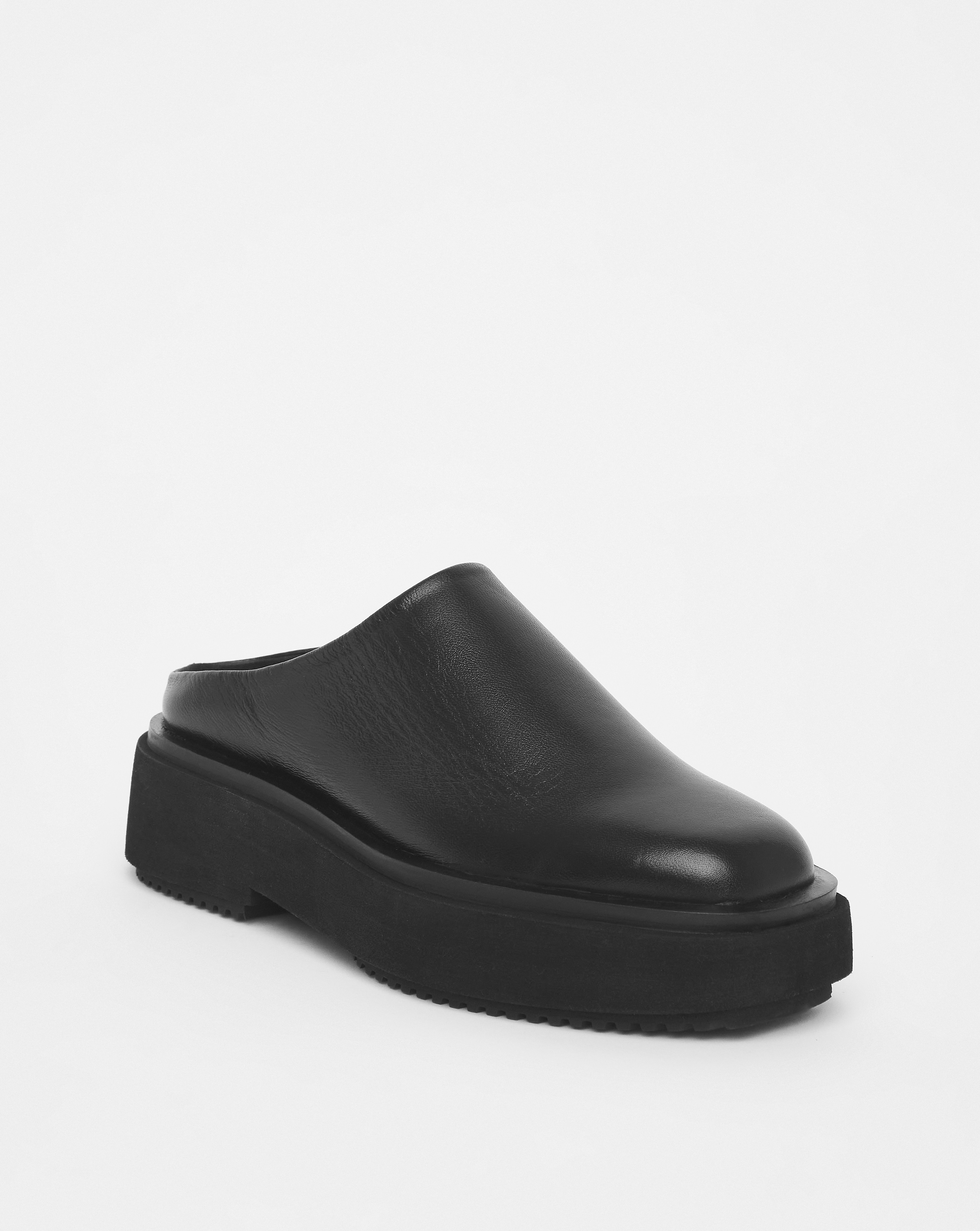 Turin Leather Square Toe Mule Shoes Wide Fit | Crazy Clearance