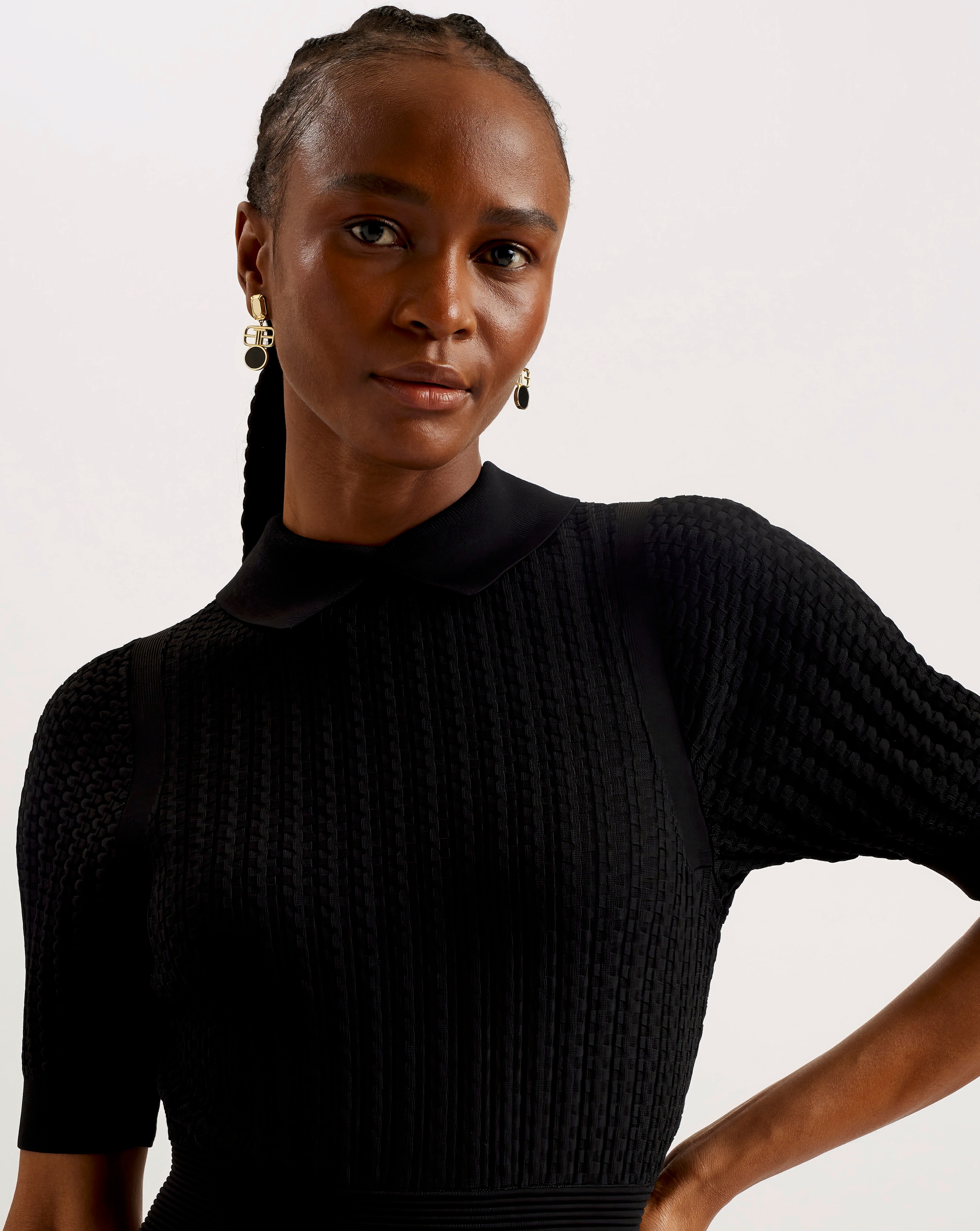 Ted Baker Textured Knit Skater Dress With Collar | Crazy