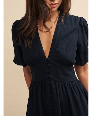 Nobody's Child BlackStarlight Linen Long Sleeve Mini Dress