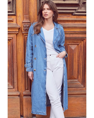 Sosandar Denim Trench Coat
