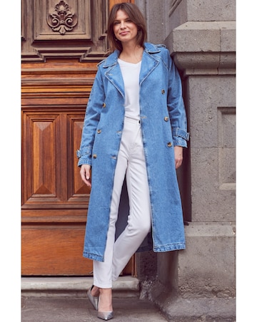 Sosandar Denim Trench Coat