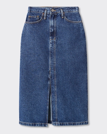 Mango Split Front Denim Midi Skirt