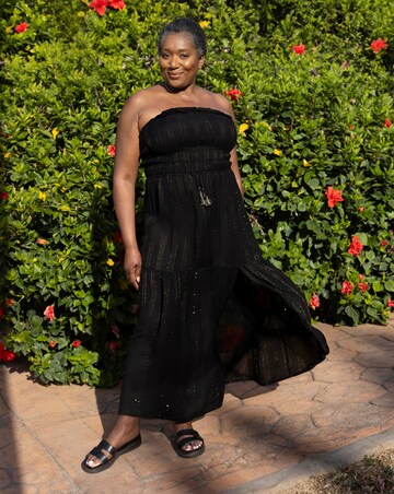Lurex Bandeau Maxi Beach Dress