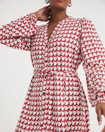 Button Through Tie Belt Midi Dress