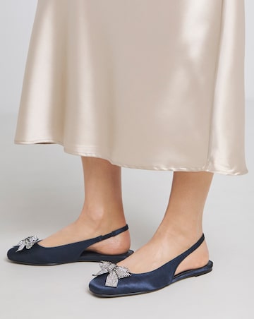 Monroe Diamante Bow Slingback Shoes - Extra Wide Fit (EEE)