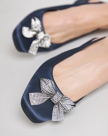 Monroe Diamante Bow Slingback Shoes - Extra Wide Fit (EEE)