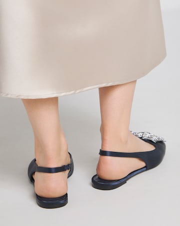 Monroe Diamante Bow Slingback Shoes - Extra Wide Fit (EEE)