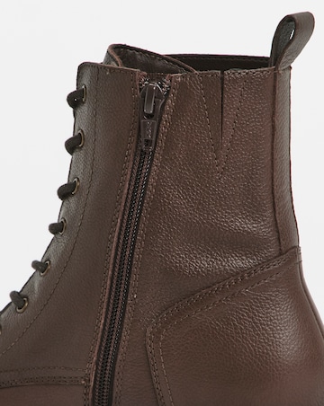 Serena Leather Chunky Lace Up Boots - Extra Wide Fit (EEE)