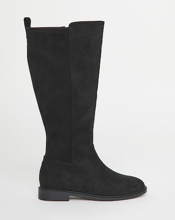 Deedee Stretch Panel Knee High Boots - Wide Fit (E) & Super Curvy Calf