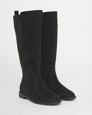 Deedee Stretch Panel Knee High Boots - Wide Fit (E) & Super Curvy Calf