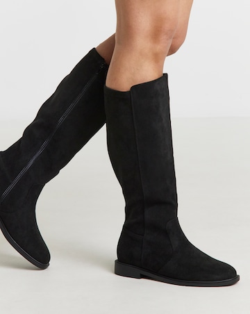 Deedee Stretch Panel Knee High Boots - Wide Fit (E) & Super Curvy Calf