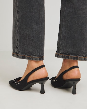 Delia Eyelet Detail Slingback Pointed Court Shoes - Extra Wide Fit (EEE)