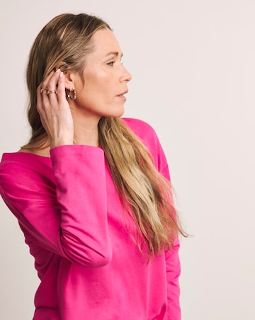 Anthology Pink Cotton Modal Long Sleeve Top