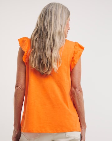 Embroidered Yolk Frill Sleeve Top