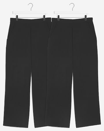 Black/Black 2 Pack Pull On Lightweight Jersey Wide Leg Trousers