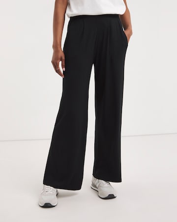 Black/Black 2 Pack Pull On Lightweight Jersey Wide Leg Trousers