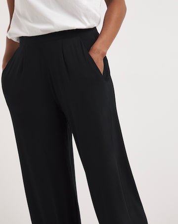 Black/Black 2 Pack Pull On Lightweight Jersey Wide Leg Trousers