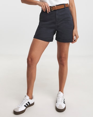 Navy Stretch Turn Up Chino Shorts