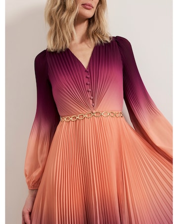 Phase Eight Mira Ombre Button Detail Pleat Dress