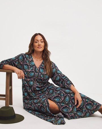 Joe Browns Blue Multi Paisley Button Through Maxi Dress
