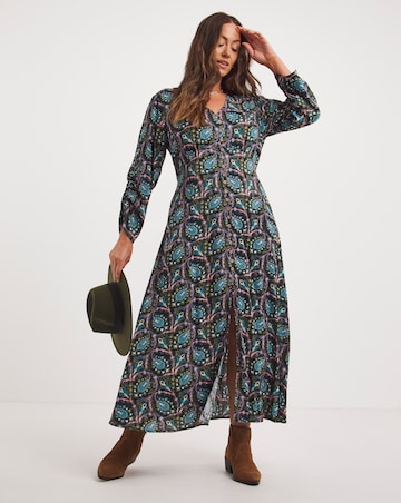 Joe Browns Blue Multi Paisley Button Through Maxi Dress