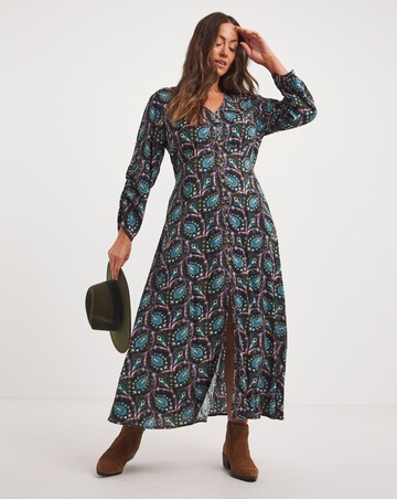 Joe Browns Blue Multi Paisley Button Through Maxi Dress