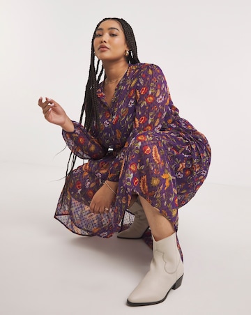 Joe Browns Purple Winter Forest Fruit Midi Chiffon Dress