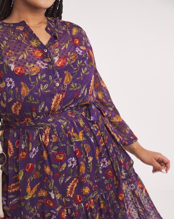 Joe Browns Purple Winter Forest Fruit Midi Chiffon Dress