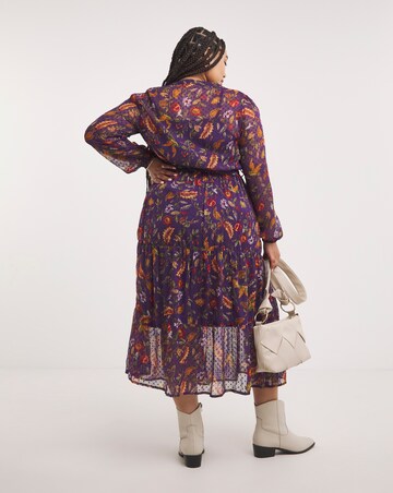 Joe Browns Purple Winter Forest Fruit Midi Chiffon Dress