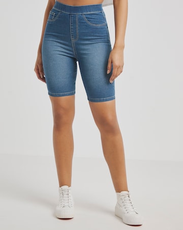 Mid Blue Pull On Denim Cycling Shorts