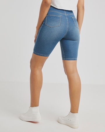 Mid Blue Pull On Denim Cycling Shorts